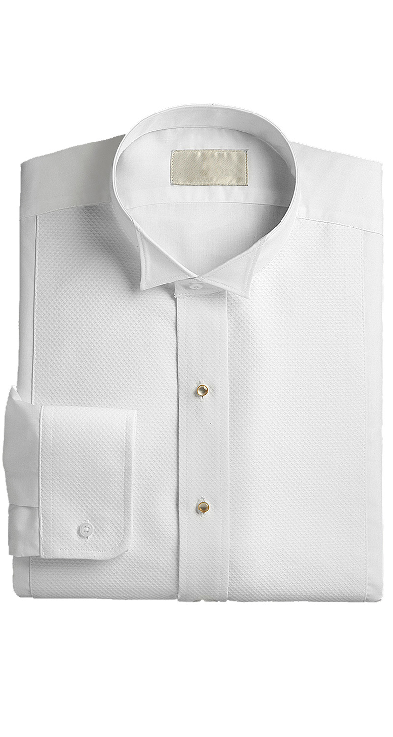 Pique White Tuxedo Shirt Wing Tip Collar