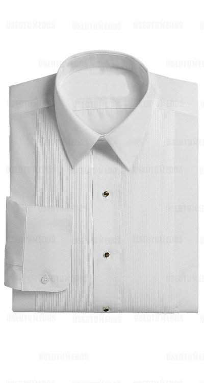 White Tuxedo Shirt 1/8" Pleats