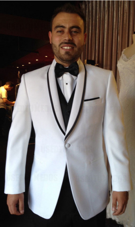 Used White Tuxedo with Black Accent Lapel