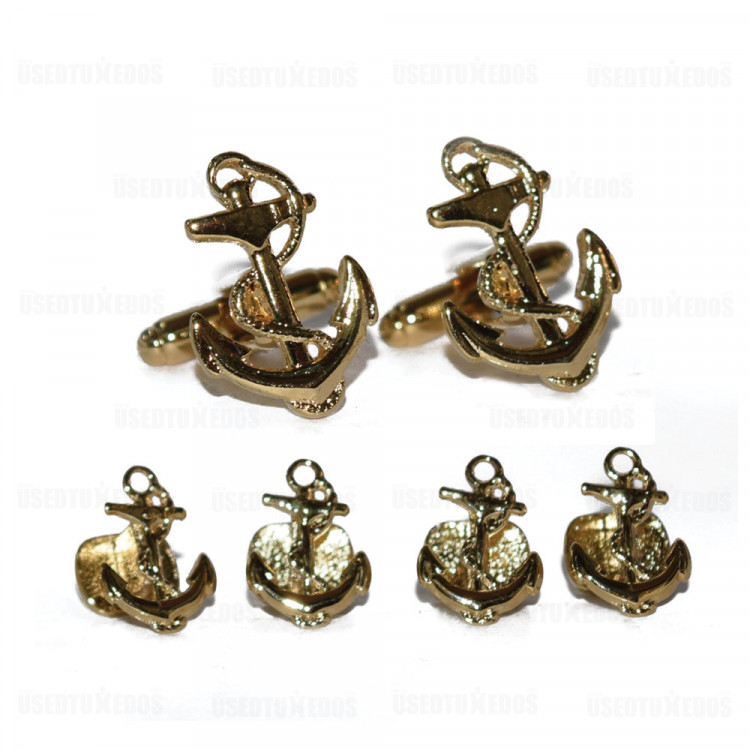 SHIPS ANCHORS CUFFLINKS AND STUDS SET
