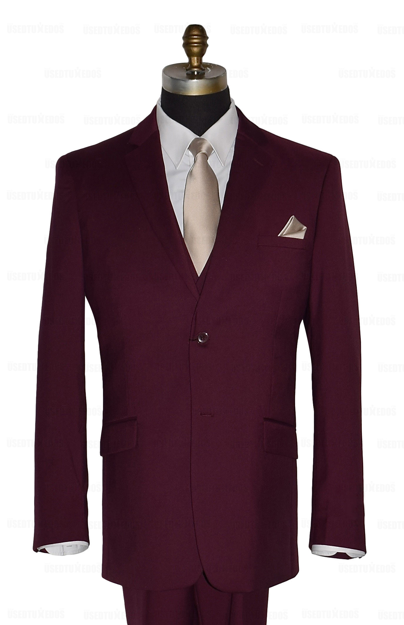 wine colored men's 3 piece suit