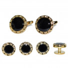 GOLD AND BLACK STUDS AND CUFFLINKS