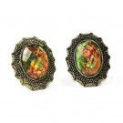 Green Amber Colored Bling Cufflinks