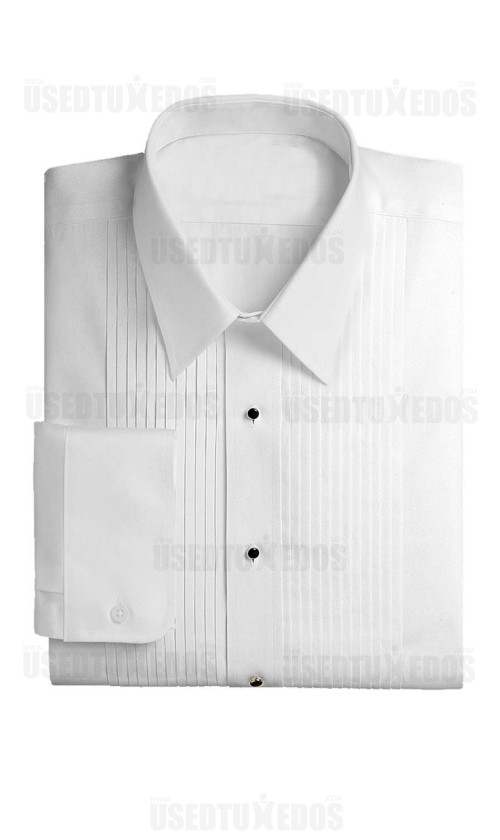 White Tuxedo Shirt 1/4" Pleats