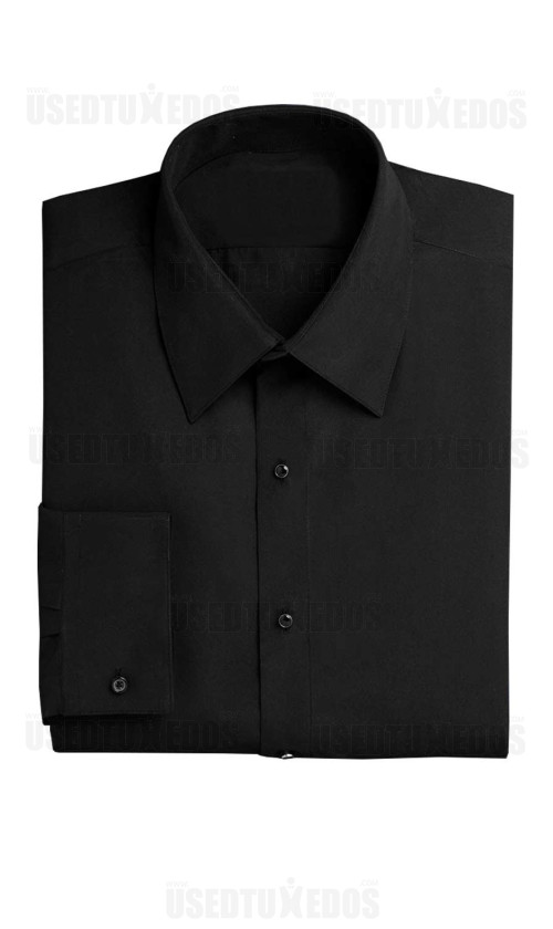 Black Tuxedo Shirt Lay Down Collar No Pleats