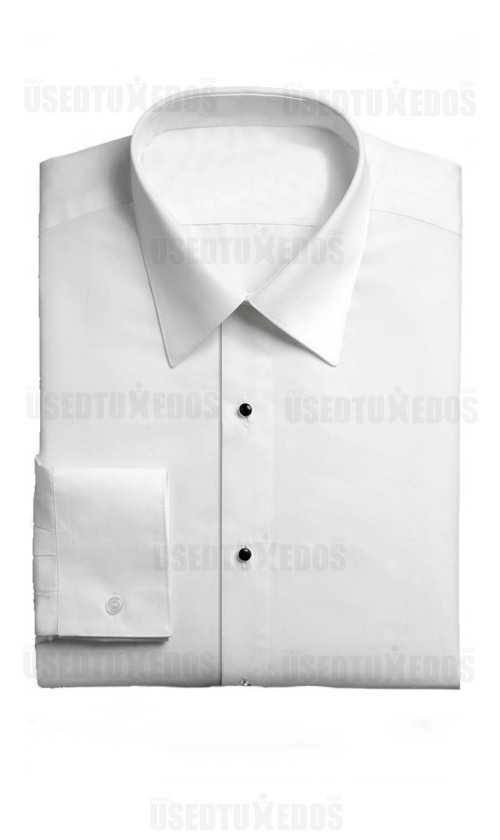 White Tuxedo Shirt Lay Down Collar No Pleats