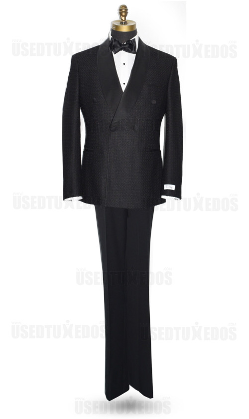 black double breasted shawl collar tuxedo with texture
