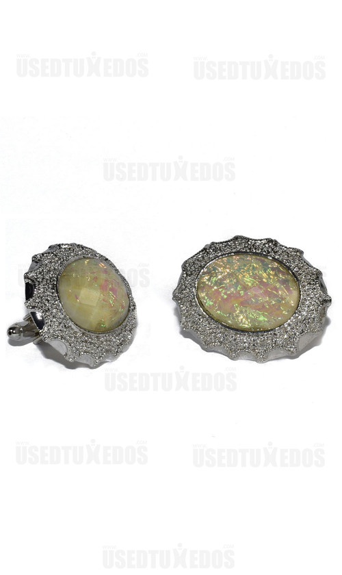 MOTHER OF PEARLIZED BLING CUFFLINKS