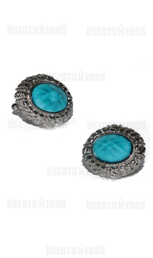 TURQUOISE COLOR BLING CUFFLINKS