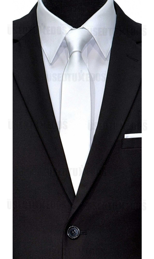 white satin skinny men's tie at TuxBling.com