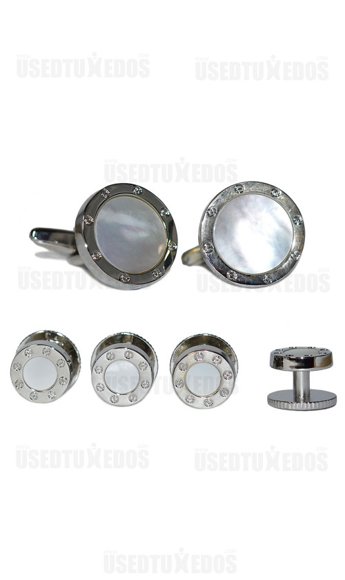 Mother-of-Pearl Cufflinks and Stud Set