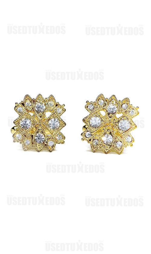 GOLD FINISH CUFFLINKS WITH CRYSTALS