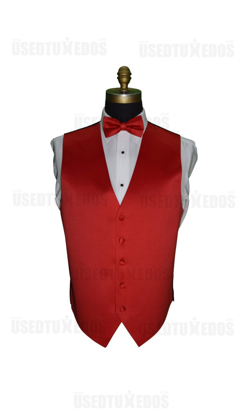 men's red satin vest and bowtie on tuxbling.com