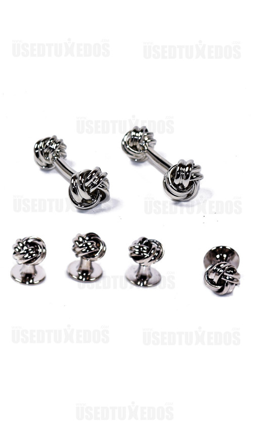 Silver Rope Cufflinks and Stud Set