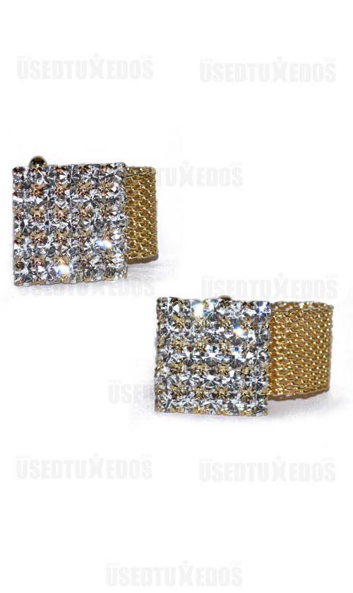 CRYSTAL AND GOLD WRAP CUFFLINKS
