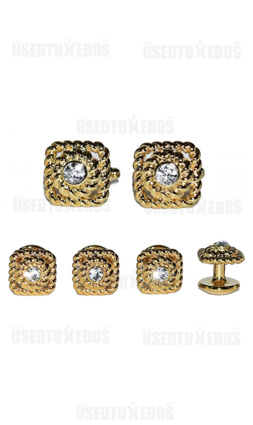 GOLD BAROQUE CUFFLINKS AND STUDS