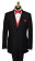 men's black notch lapel tuxedo with red vest and bowtie by San Miguel Formals