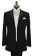 black 2 button tuxedo with off-white ivory vest, bowtie and off-white shirt