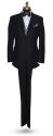 black tuxedo with charcoal vest and black bowtie by San Miguel Formals