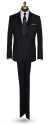 men's black tuxedo vest with black skinny dress tie