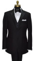 black notch lapel tuxedo with black vest and black tie yourself bowtie by San Miguel Formals