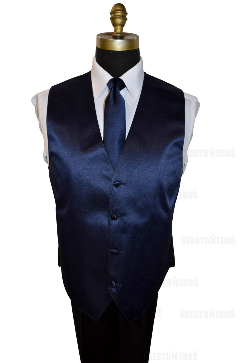 men's navy blue vest and long tie