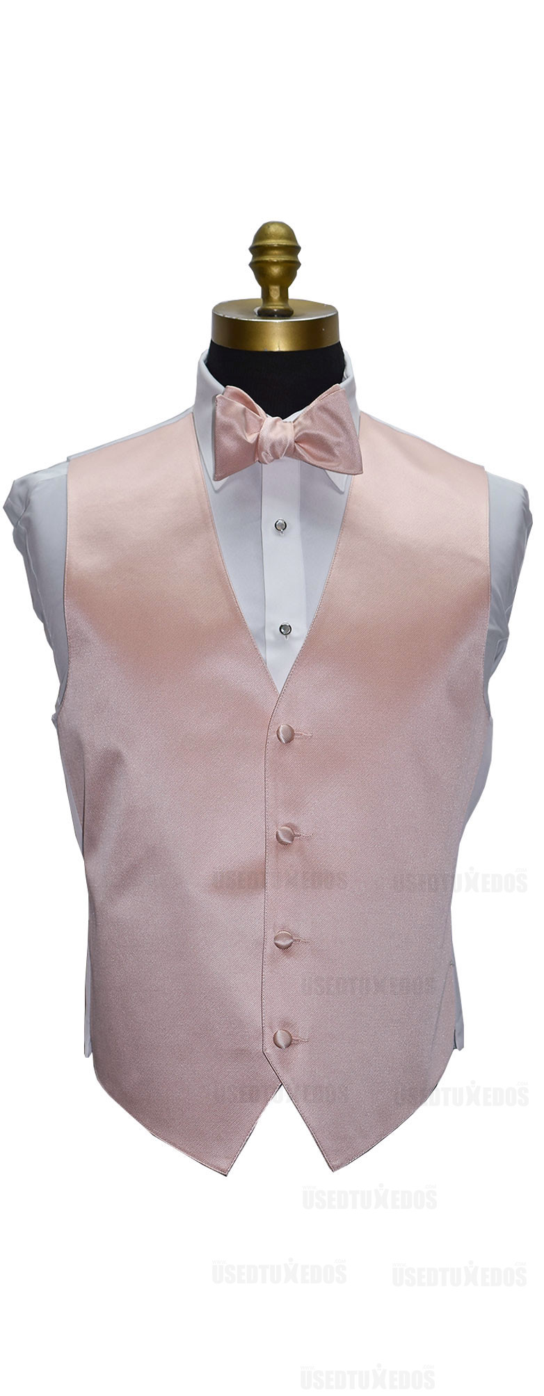 men's and boy's blush tuxedo vest with blush tie-yourself bowtie by San Miguel Formals