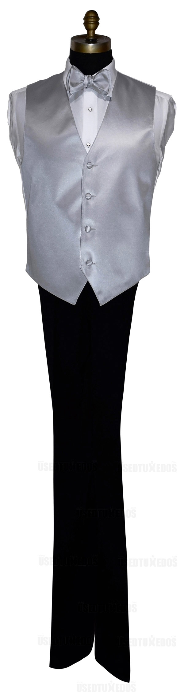 silver vest and bowtie on tuxbling.com for tuxedos