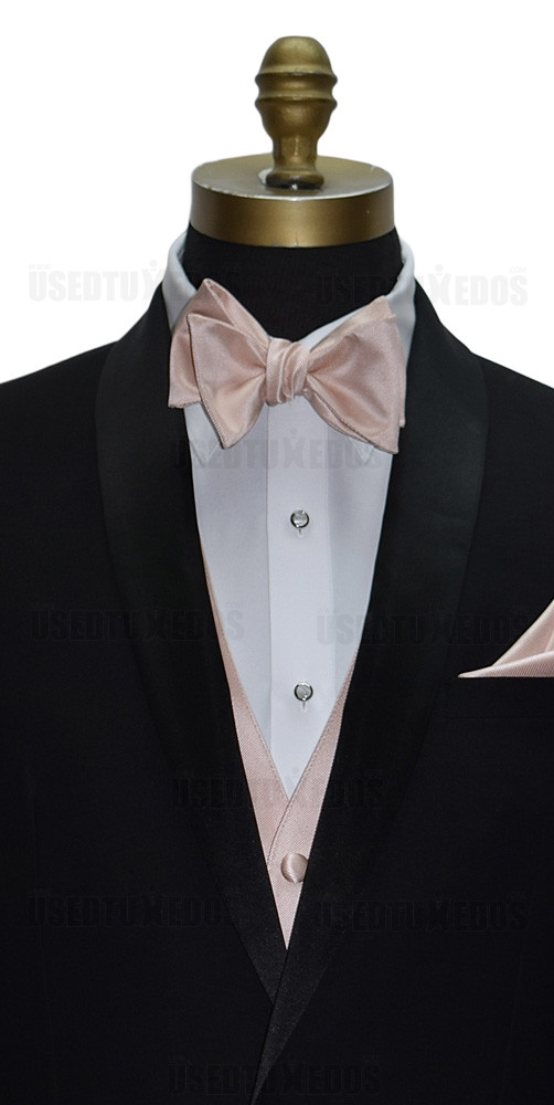 petal self-tie bowtie with mother of pearl studs and petal vest for tuxedo all by San Miguel Formals