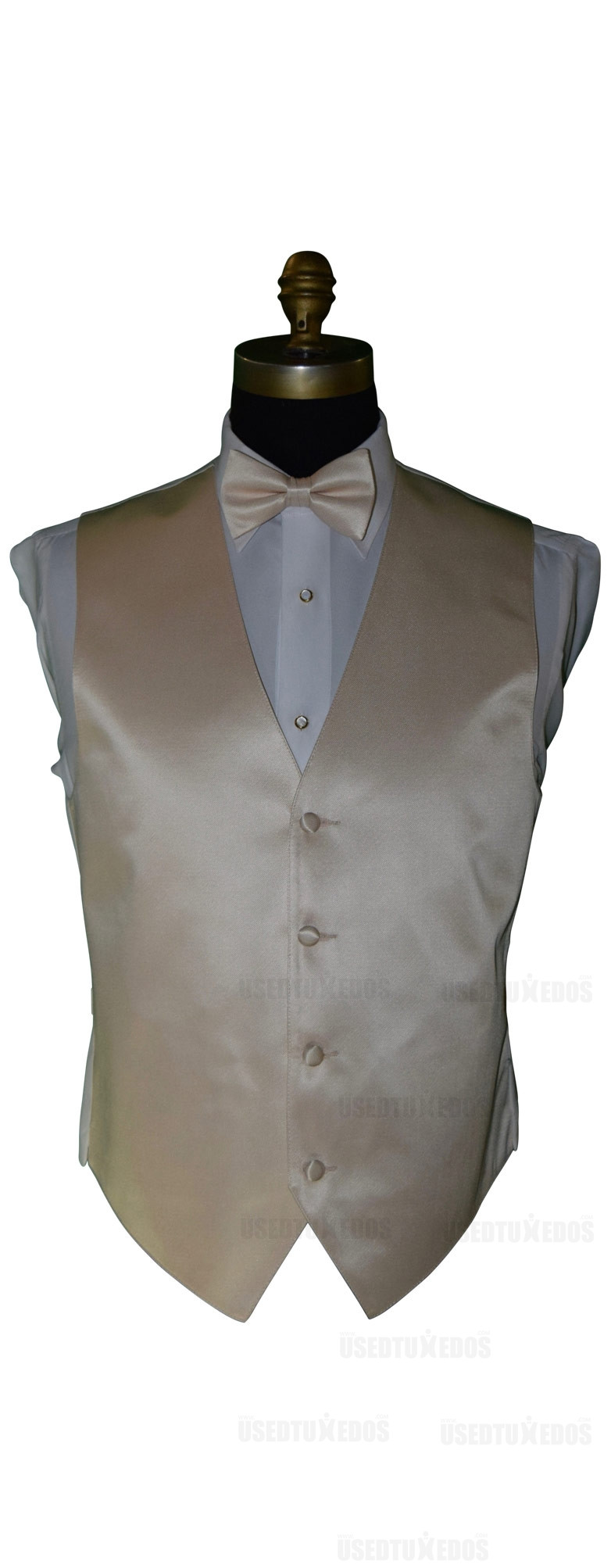 champagne men's vest and bowtie for groom by San Miguel Formals