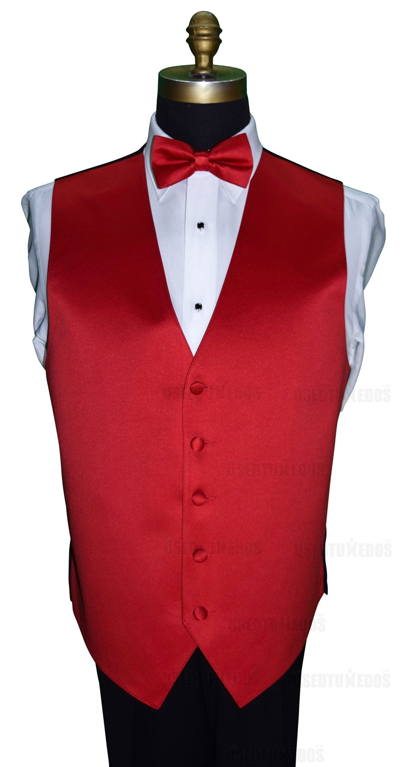 red satin vest and bowtie for men