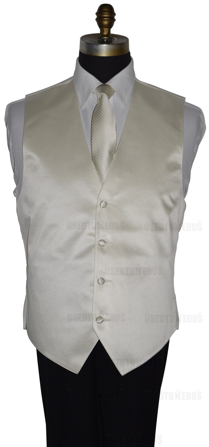 Ivory long dress tie for man and boy with off-white ivory vest at tuxbling.com