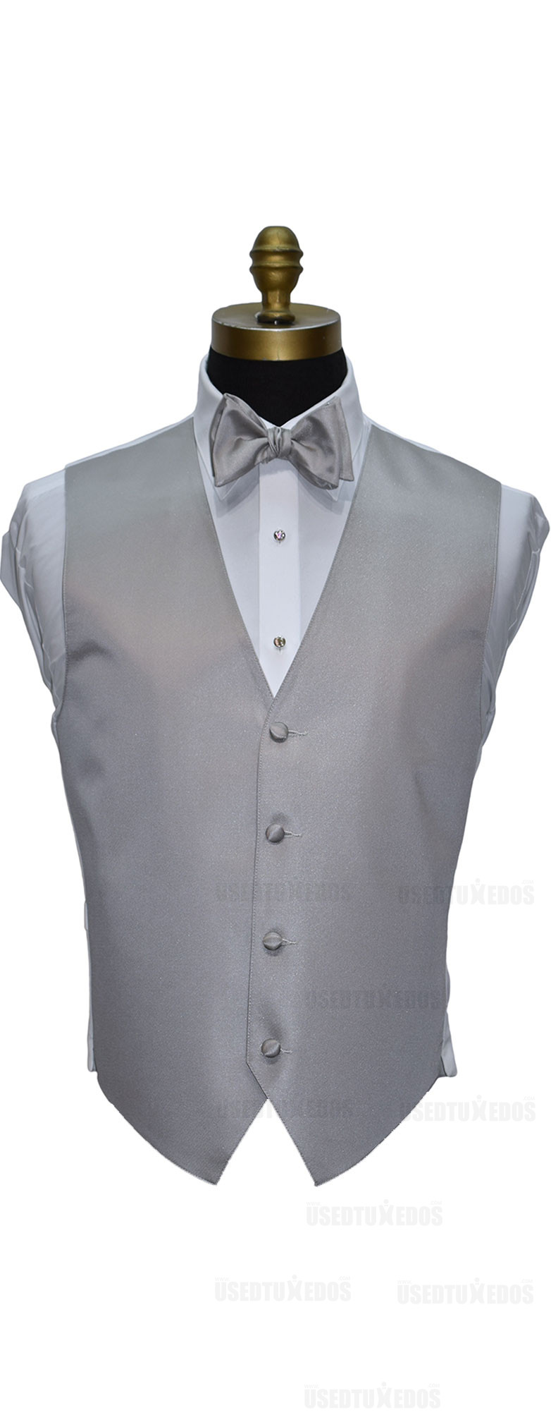 men's and boy's light gray vest and bowtie by San Miguel Formals