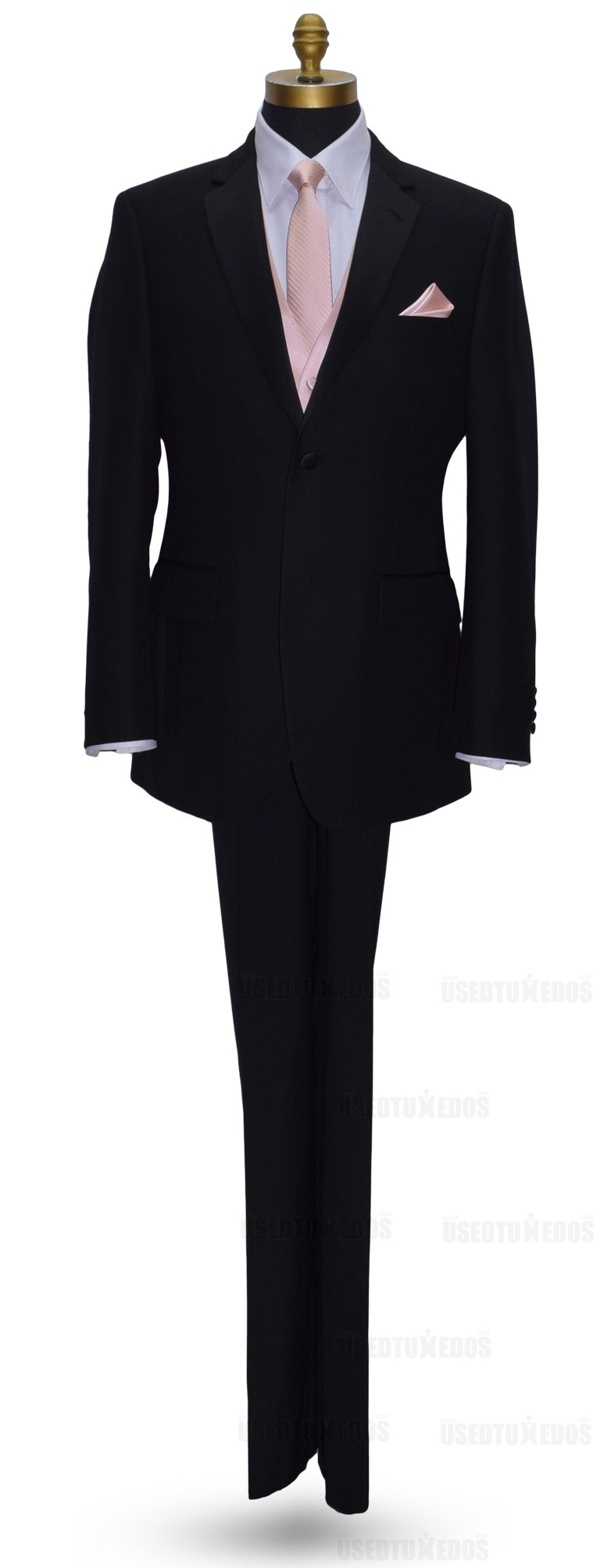 blush long tie and vest on black tuxedo at tuxbling.com