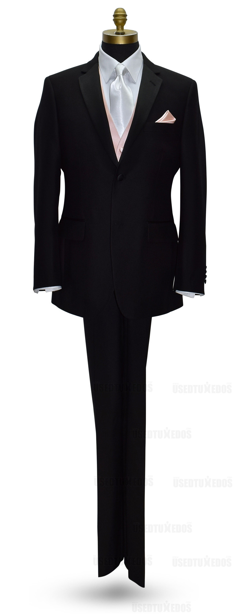 blush tuxedo vest with long white dress tie for men and boys