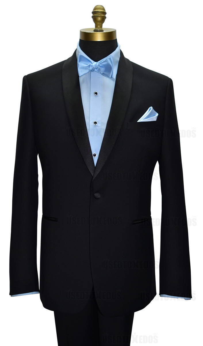 blue tuxedo shirt with tuxbling studs