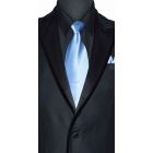 men's light blue silk long dress tie  with black tuxedo