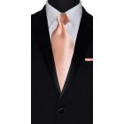 peach long tie for men with peach pocket handkerchief